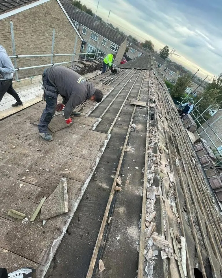 Roof strip and re-felt in progress in Dartmouth